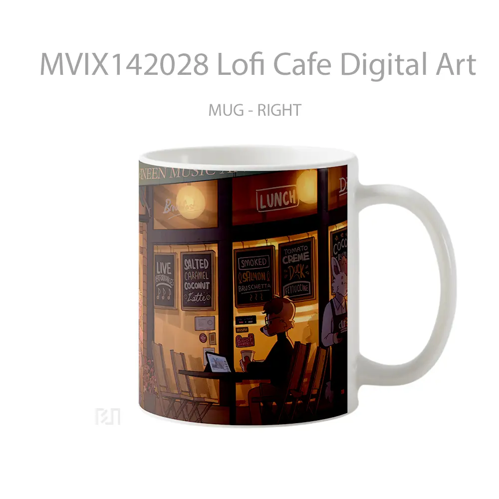 Mug Lofi Cafe Digital Art Gelas Keramik Unik - All-side / Desain