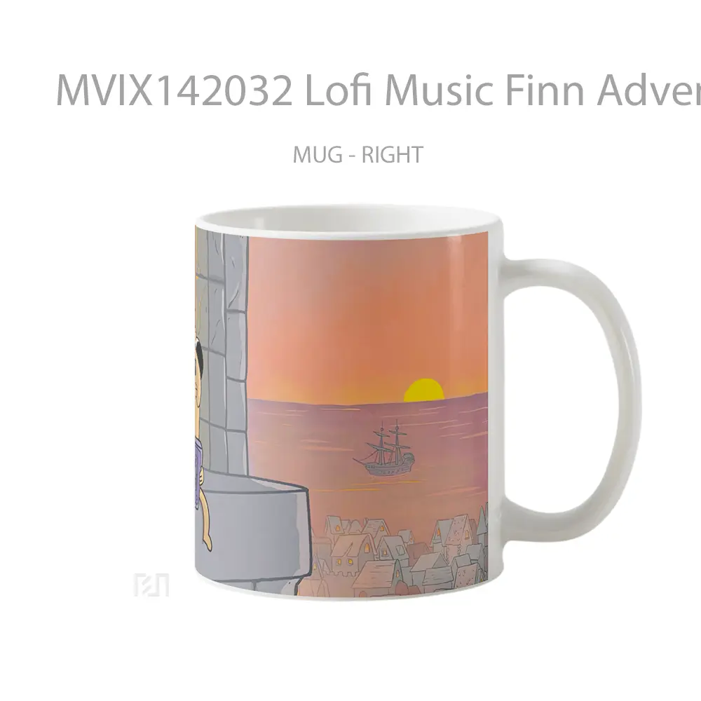 Mug Lofi Music Finn Adventure Time Digital Art Gelas Keramik Unik - All-side / Desain