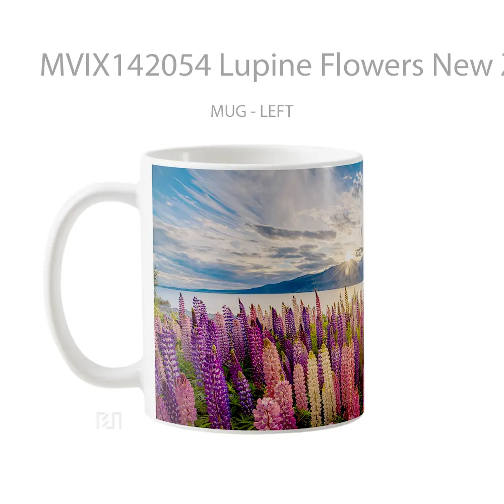 Mug Lupine Flowers New Zealand Scenery Natur Gelas Keramik Unik - All-side / Desain