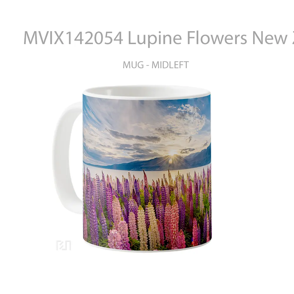 Mug Lupine Flowers New Zealand Scenery Natur Gelas Keramik Unik - All-side / Desain