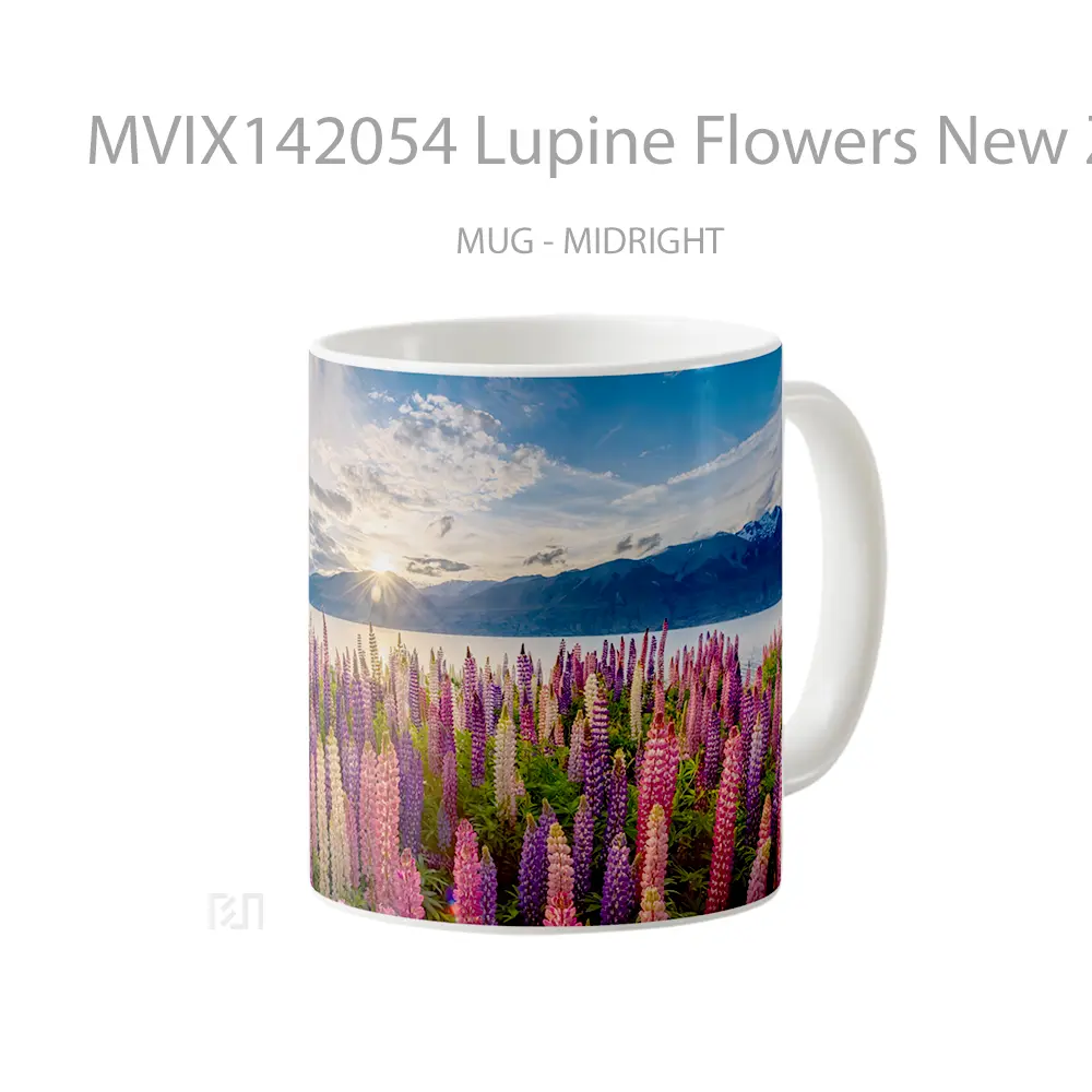 Mug Lupine Flowers New Zealand Scenery Natur Gelas Keramik Unik - All-side / Desain