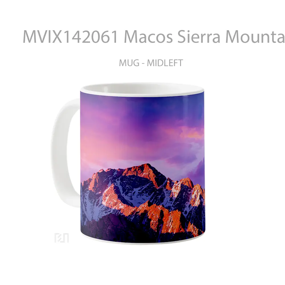 Mug Macos Sierra Mountain Snow Alpenglow Scenery Gelas Pemandangan Alam - All-side / Desain