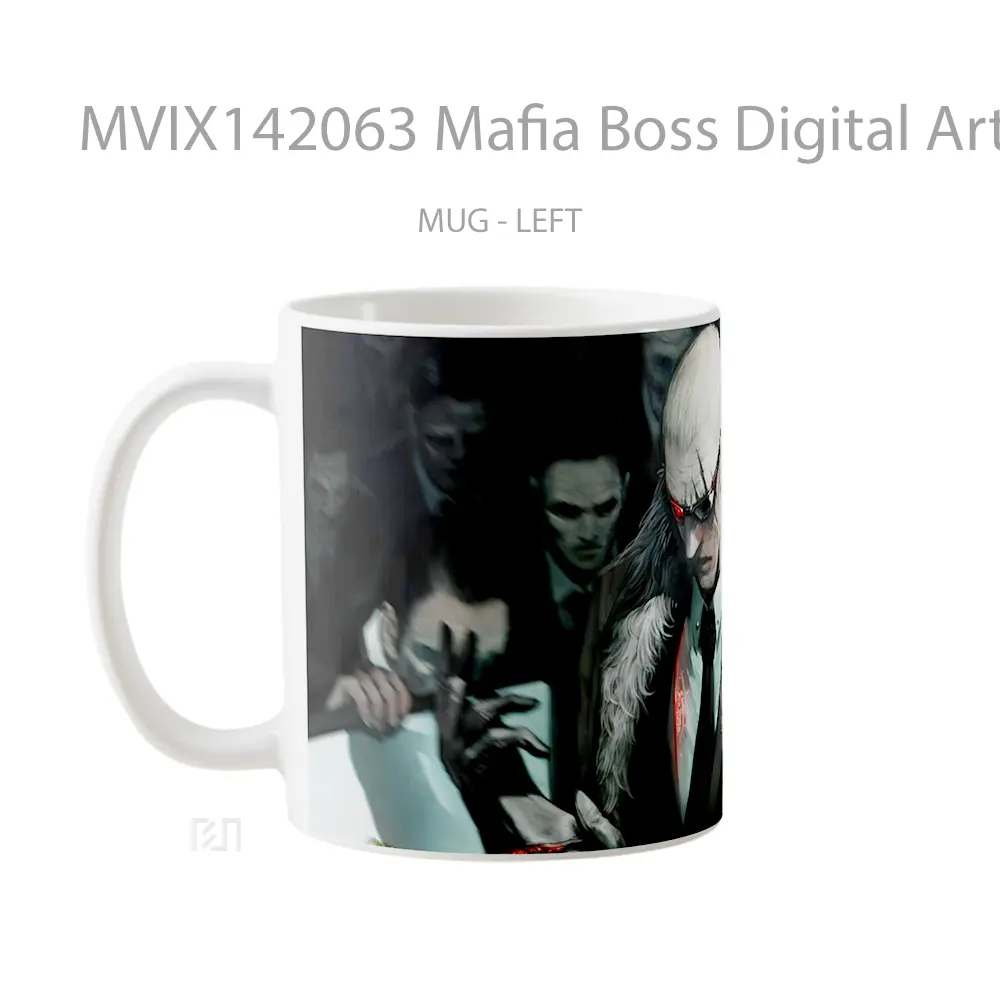 Mug Mafia Boss Digital Art Gelas Keramik Unik - All-side / Desain