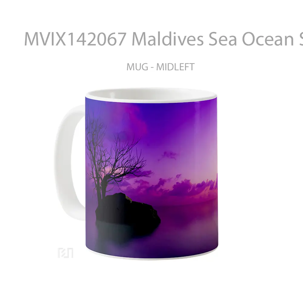 Mug Maldives Sea Ocean Sunrise Scenery Alpenglow Gelas Pemandangan Alam - All-side / Desain