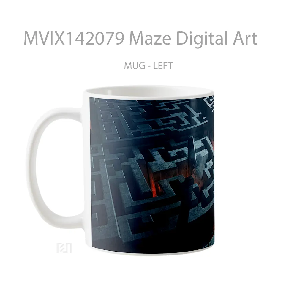 Mug Maze Digital Art Gelas Keramik Unik - All-side / Desain