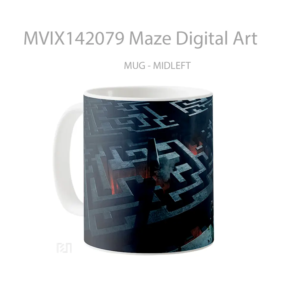 Mug Maze Digital Art Gelas Keramik Unik - All-side / Desain