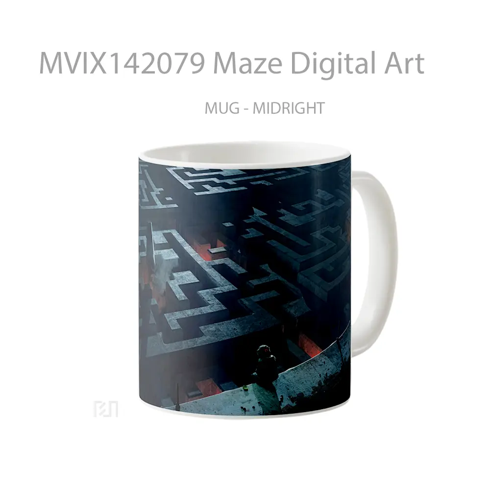 Mug Maze Digital Art Gelas Keramik Unik - All-side / Desain