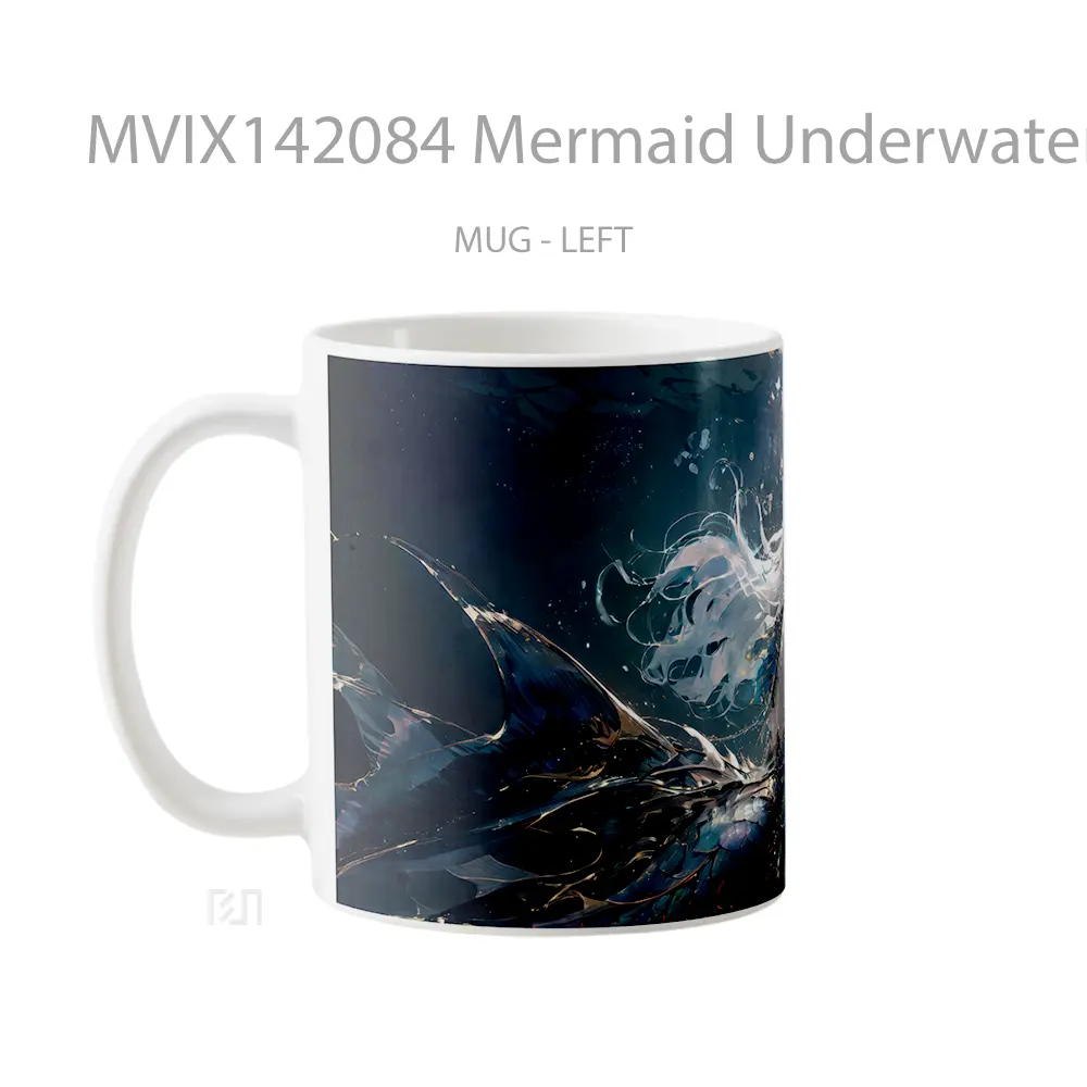 Mug Mermaid Underwater Fantasy Digital Art Gelas Keramik Unik - All-side / Desain