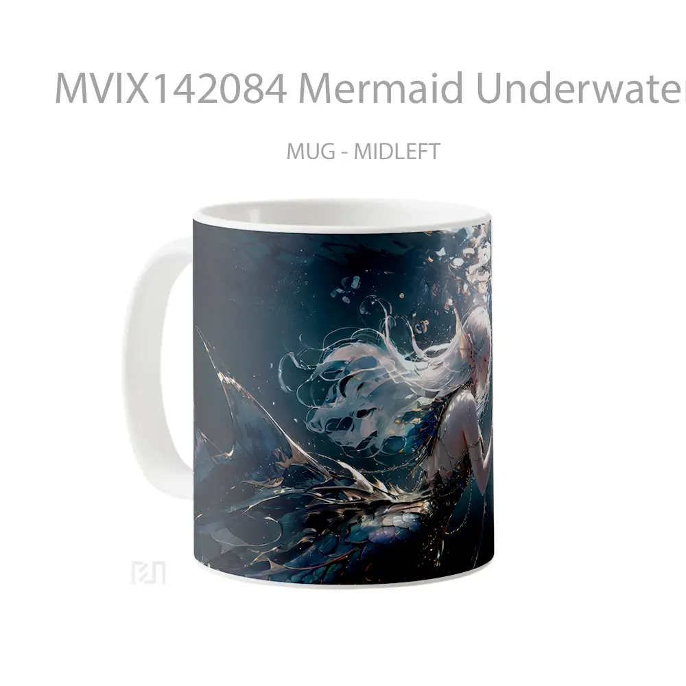 Mug Mermaid Underwater Fantasy Digital Art Gelas Keramik Unik - All-side / Desain