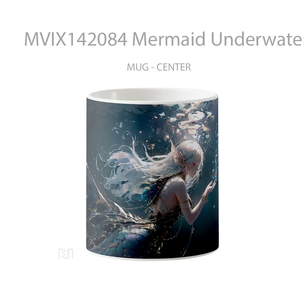 Mug Mermaid Underwater Fantasy Digital Art Gelas Keramik Unik