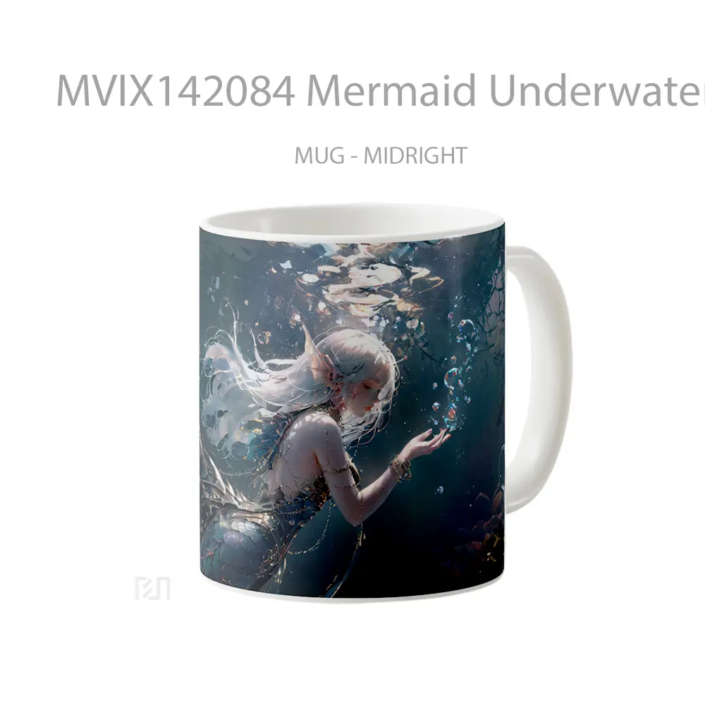 Mug Mermaid Underwater Fantasy Digital Art Gelas Keramik Unik - All-side / Desain