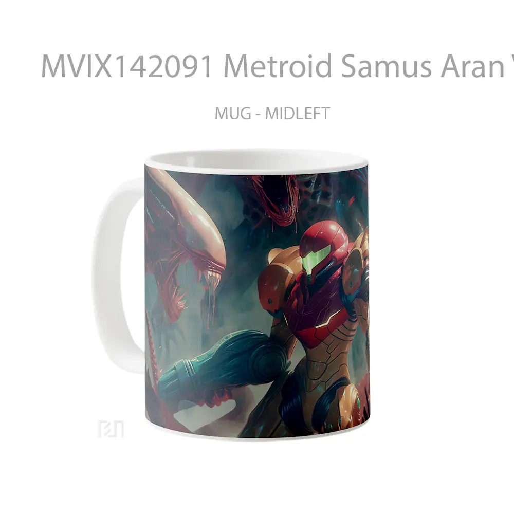 Mug Metroid Samus Aran Vs Alien Gelas Keramik Unik - All-side / Desain