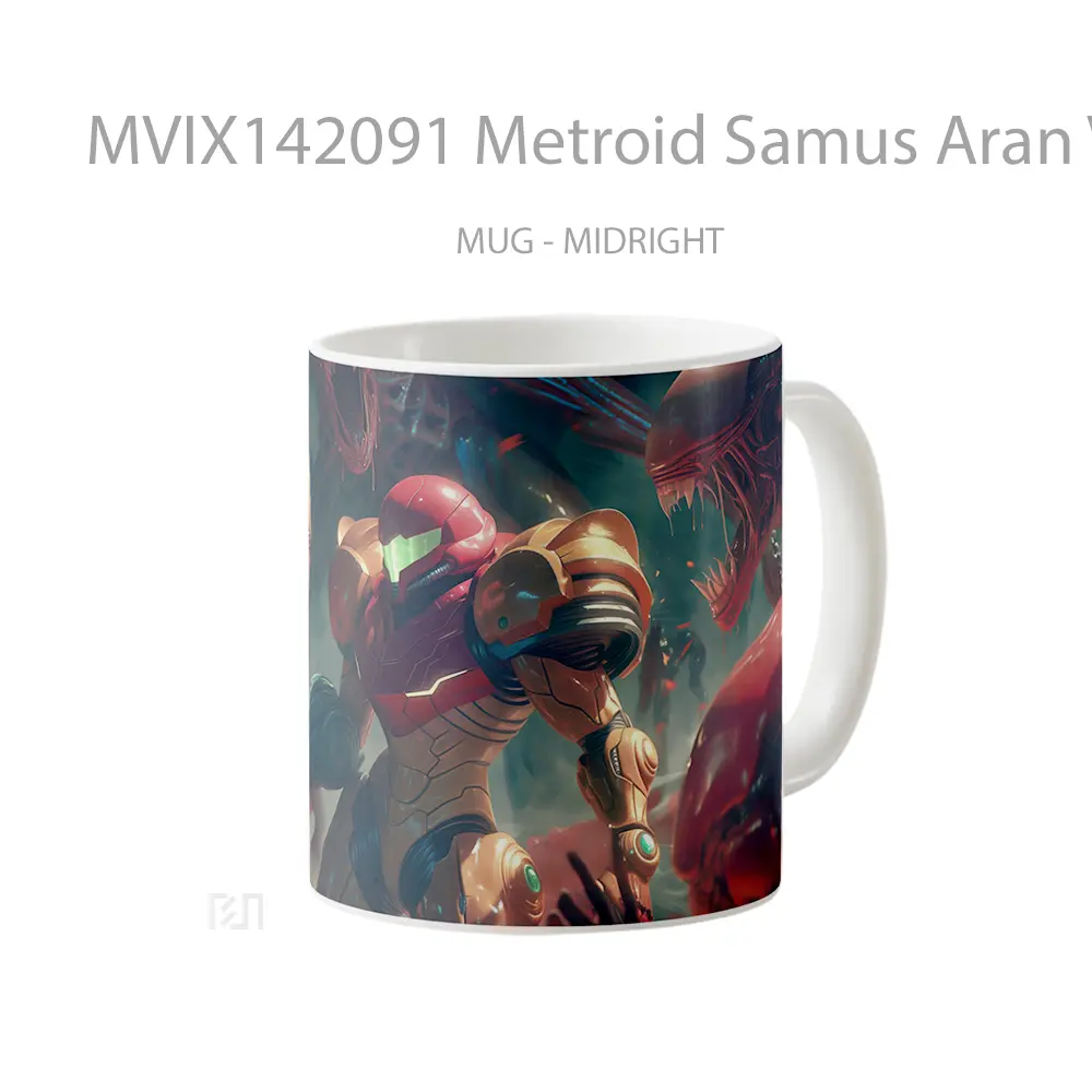 Mug Metroid Samus Aran Vs Alien Gelas Keramik Unik - All-side / Desain