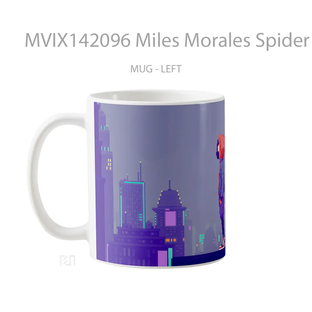 Mug Miles Morales Spider Man Pixel Art Gelas Keramik Unik - All-side / Desain