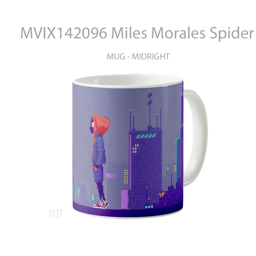 Mug Miles Morales Spider Man Pixel Art Gelas Keramik Unik - All-side / Desain