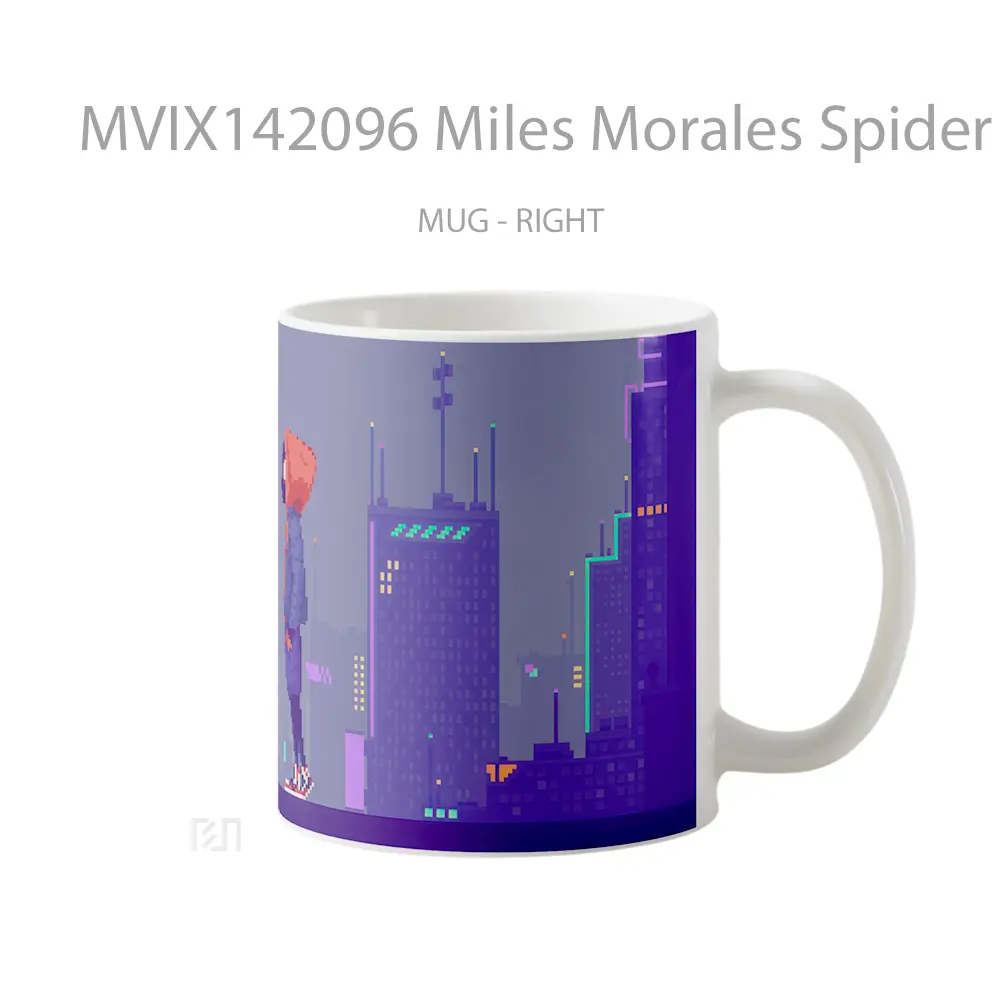 Mug Miles Morales Spider Man Pixel Art Gelas Keramik Unik - All-side / Desain