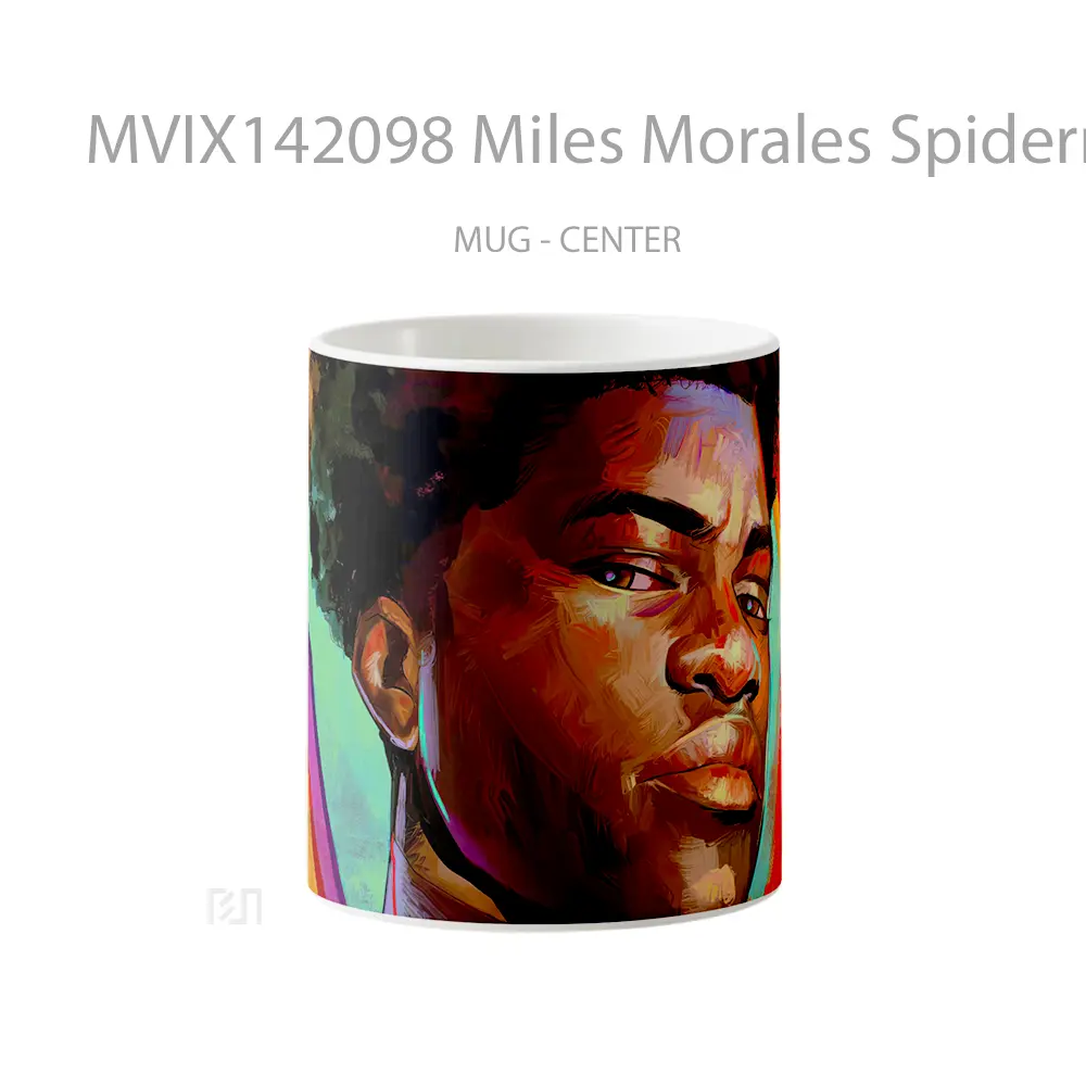 Mug Miles Morales Spiderman Across The Spider Verse Art Gelas Keramik Unik