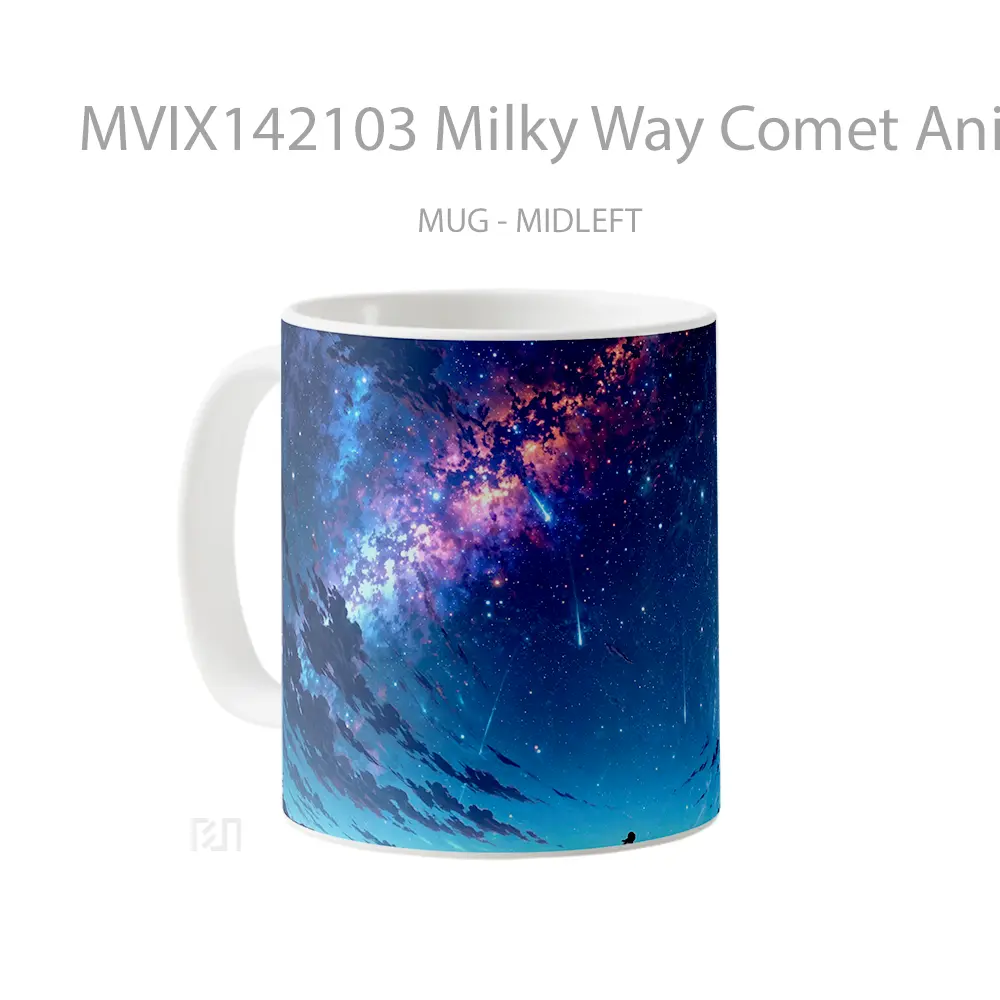Mug Milky Way Comet Anime Girl Alone Stars Night Sky Sunrise Scenery Cangkir Anime - All-side / Desain