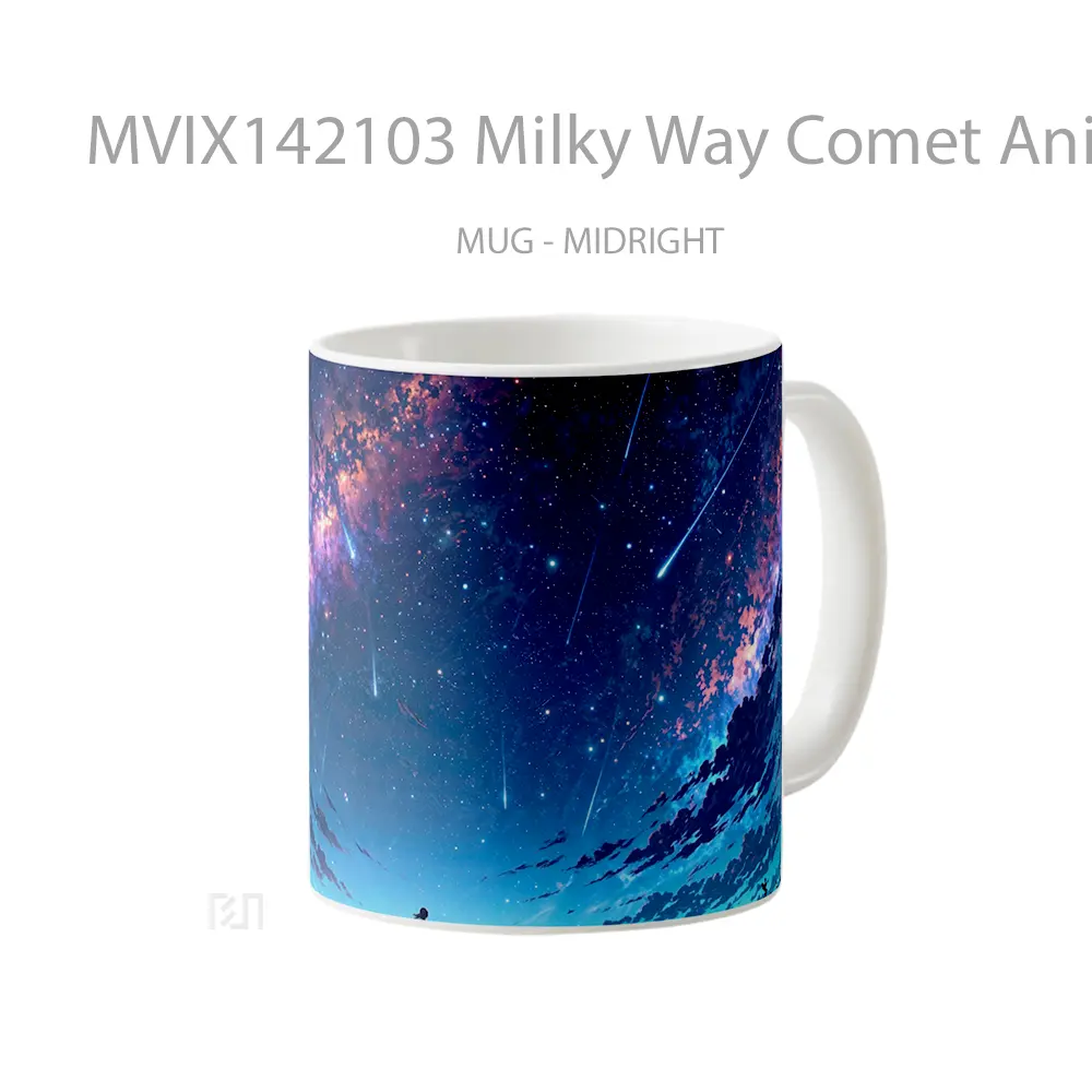 Mug Milky Way Comet Anime Girl Alone Stars Night Sky Sunrise Scenery Cangkir Anime - All-side / Desain