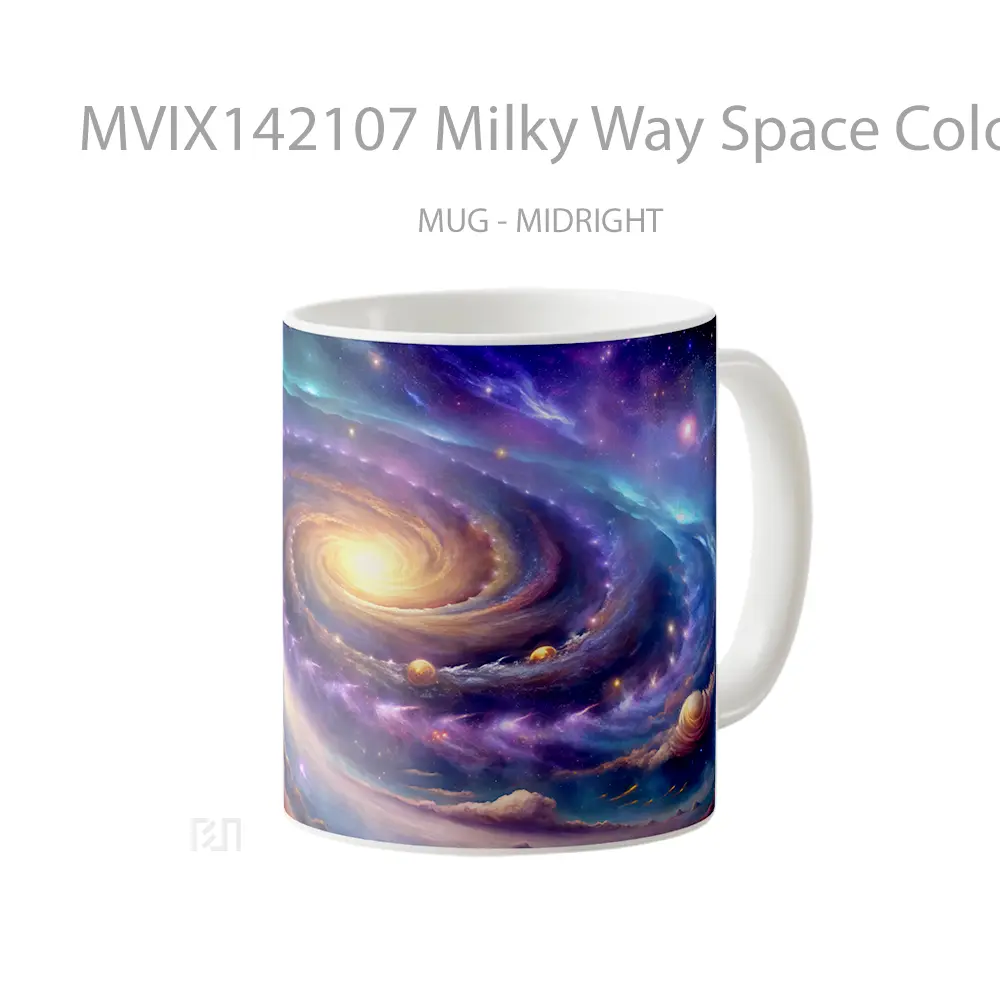Mug Milky Way Space Colorful Planet Gelas Keramik Unik - All-side / Desain