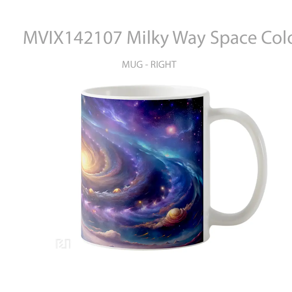Mug Milky Way Space Colorful Planet Gelas Keramik Unik - All-side / Desain