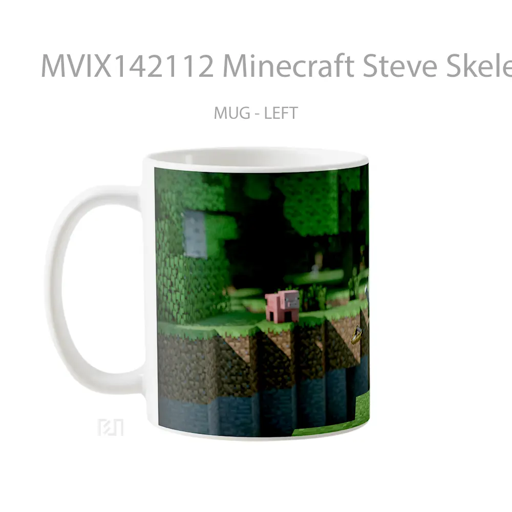 Mug Minecraft Steve Skeleton Gelas Keramik Unik - All-side / Desain