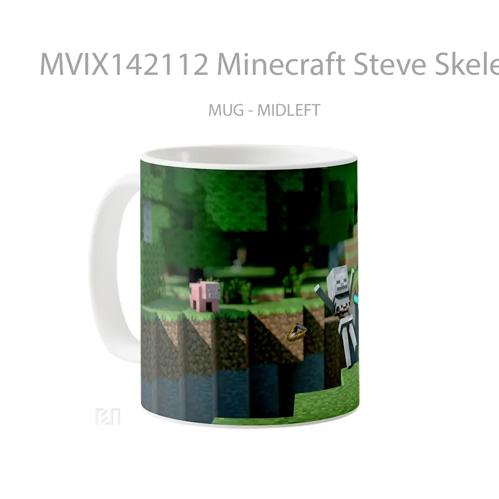 Mug Minecraft Steve Skeleton Gelas Keramik Unik - All-side / Desain