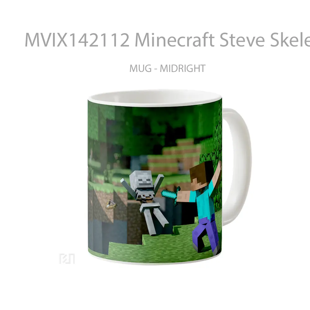 Mug Minecraft Steve Skeleton Gelas Keramik Unik - All-side / Desain