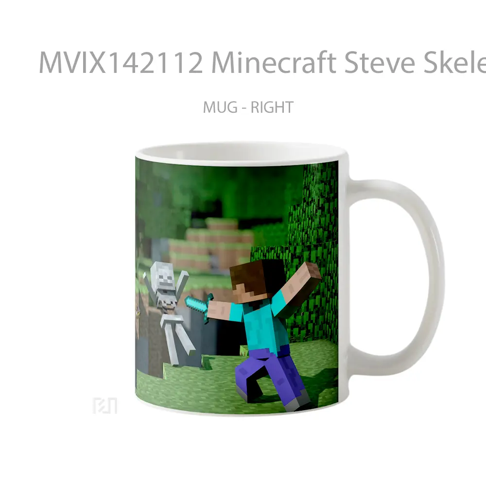 Mug Minecraft Steve Skeleton Gelas Keramik Unik - All-side / Desain