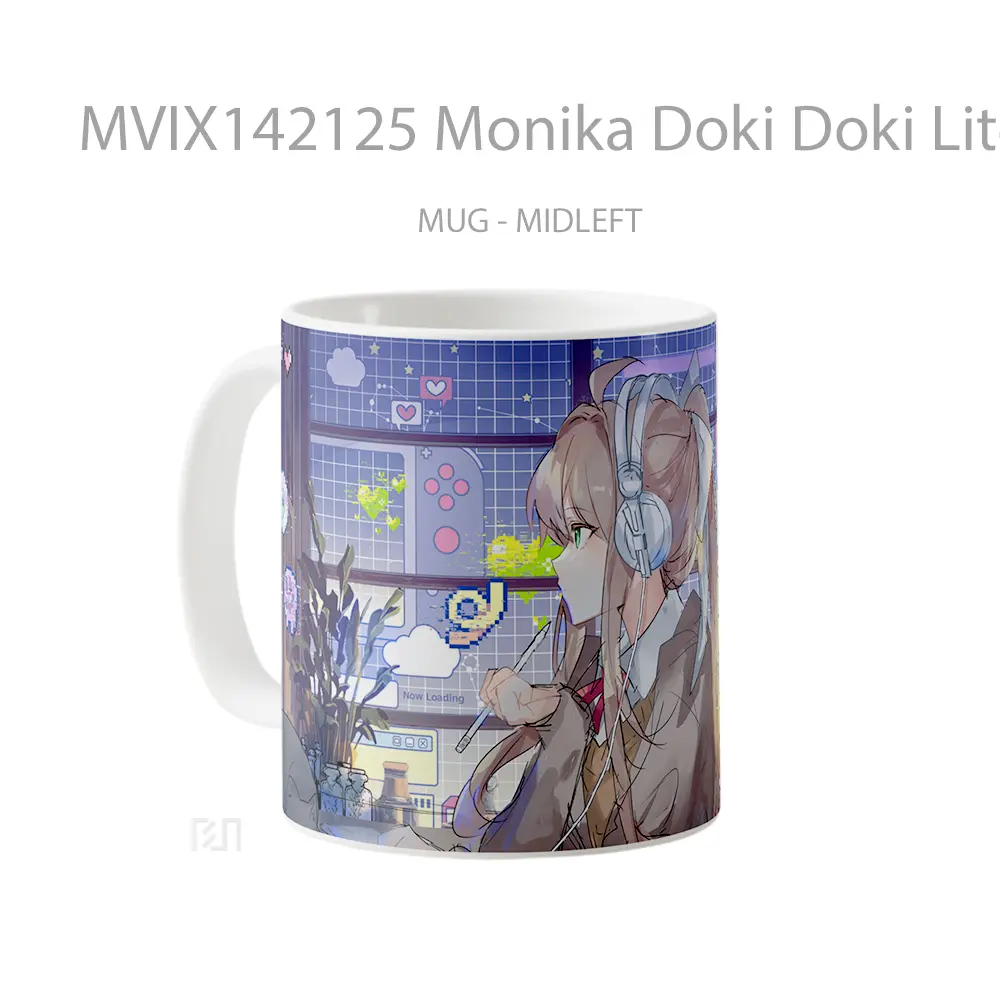 Mug Monika Doki Doki Literature Clu Gelas Keramik Unik - All-side / Desain
