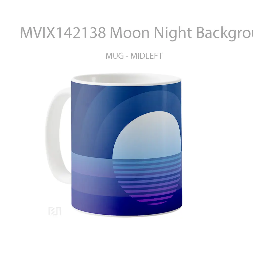 Mug Moon Night Background Digital Art Gelas Keramik Unik - All-side / Desain