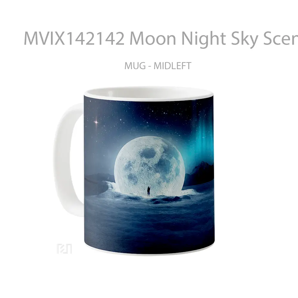 Mug Moon Night Sky Scenery Gelas Pemandangan Alam - All-side / Desain