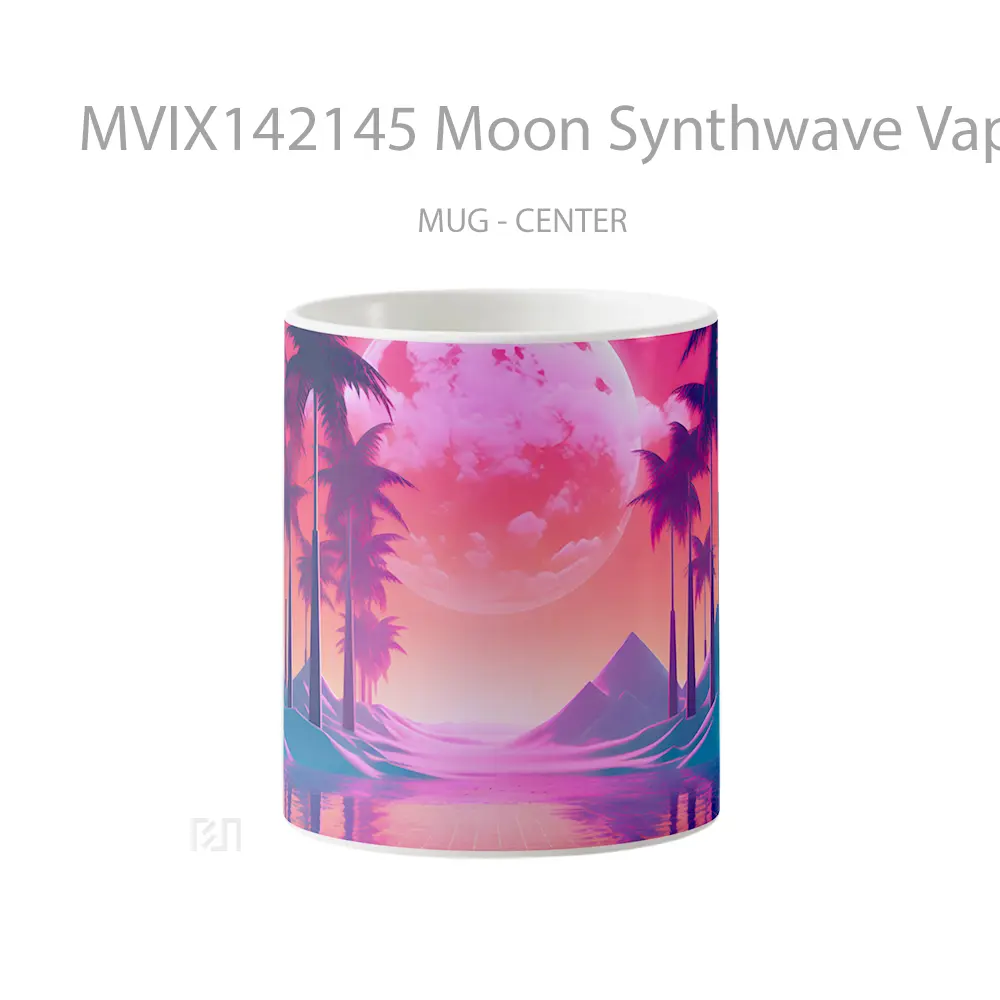 Mug Moon Synthwave Vaporwave Digital Ar Gelas Keramik Unik