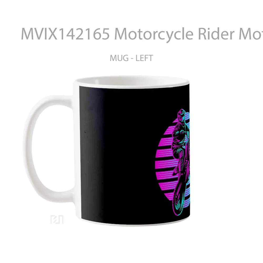 Mug Motorcycle Rider Motocross Minimalist Gelas Keramik Unik - All-side / Desain