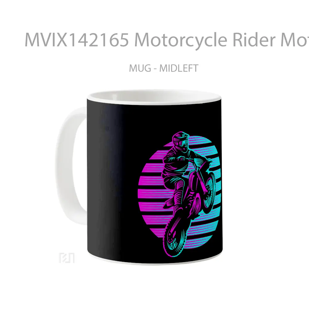 Mug Motorcycle Rider Motocross Minimalist Gelas Keramik Unik - All-side / Desain