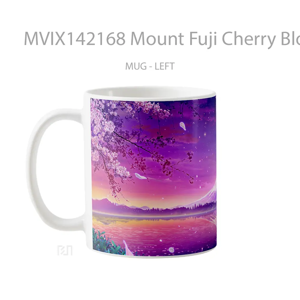 Mug Mount Fuji Cherry Blossom Scenery Anime Art Cangkir Anime - All-side / Desain