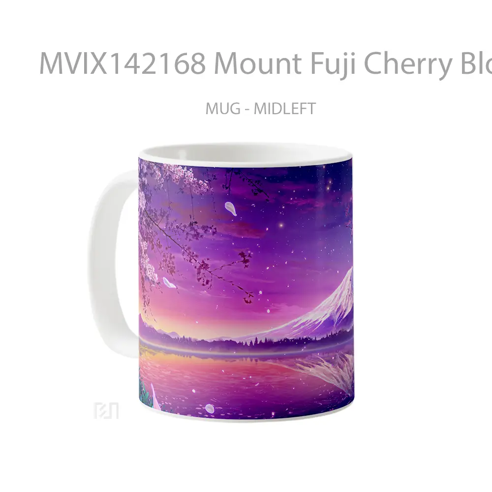 Mug Mount Fuji Cherry Blossom Scenery Anime Art Cangkir Anime - All-side / Desain