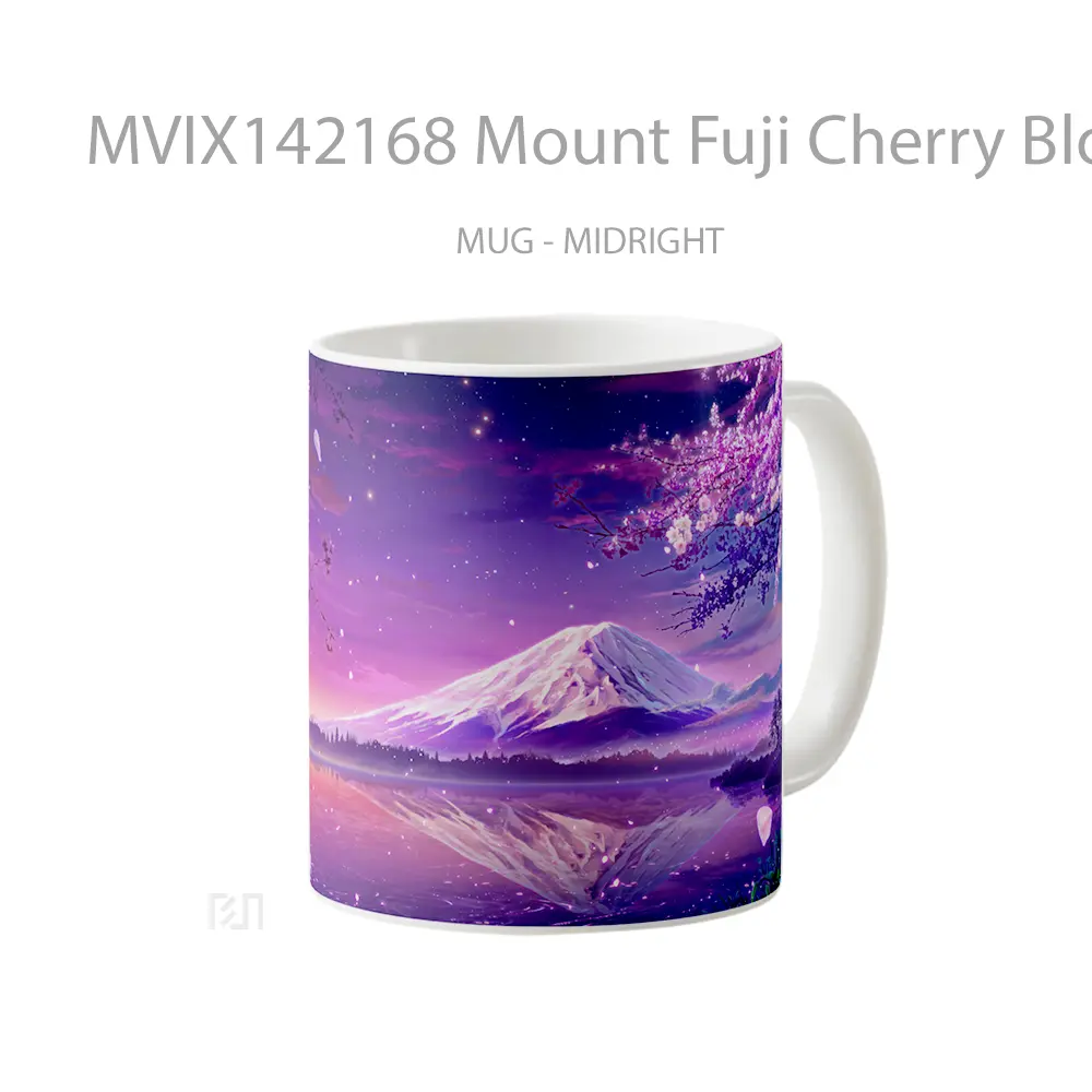 Mug Mount Fuji Cherry Blossom Scenery Anime Art Cangkir Anime - All-side / Desain