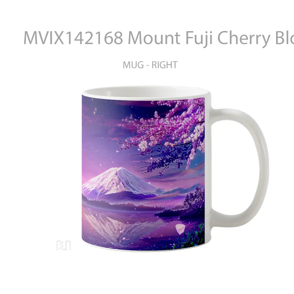 Mug Mount Fuji Cherry Blossom Scenery Anime Art Cangkir Anime - All-side / Desain