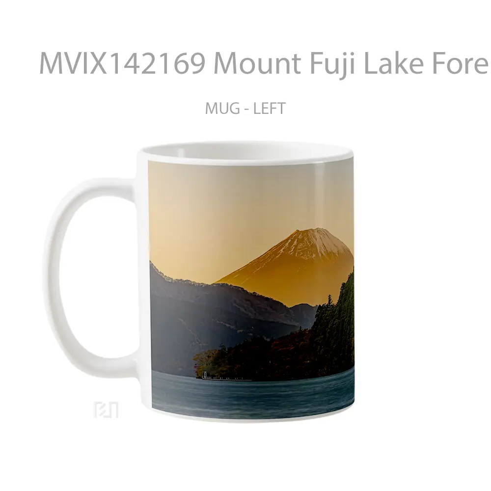 Mug Mount Fuji Lake Forest Torii Gate Scenery Gelas Pemandangan Alam - All-side / Desain
