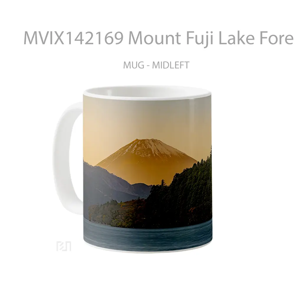 Mug Mount Fuji Lake Forest Torii Gate Scenery Gelas Pemandangan Alam - All-side / Desain