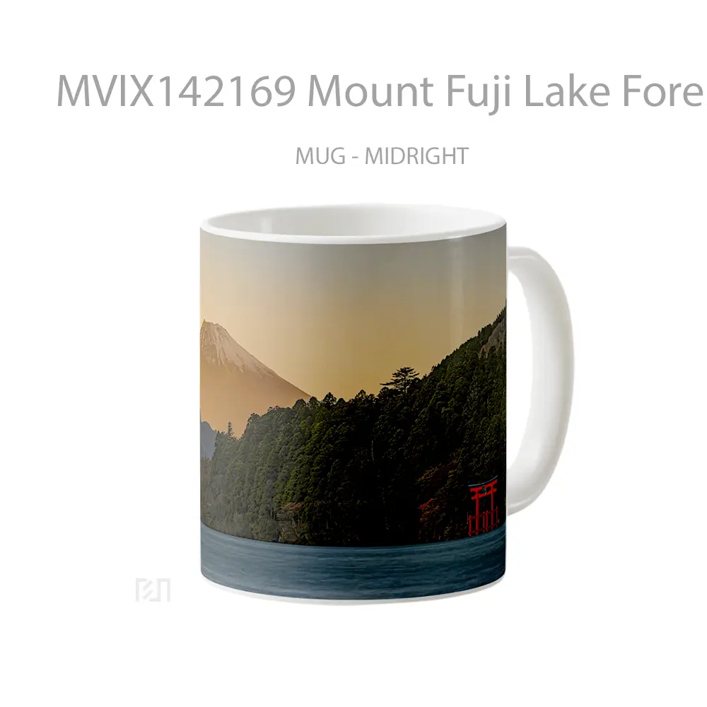 Mug Mount Fuji Lake Forest Torii Gate Scenery Gelas Pemandangan Alam - All-side / Desain