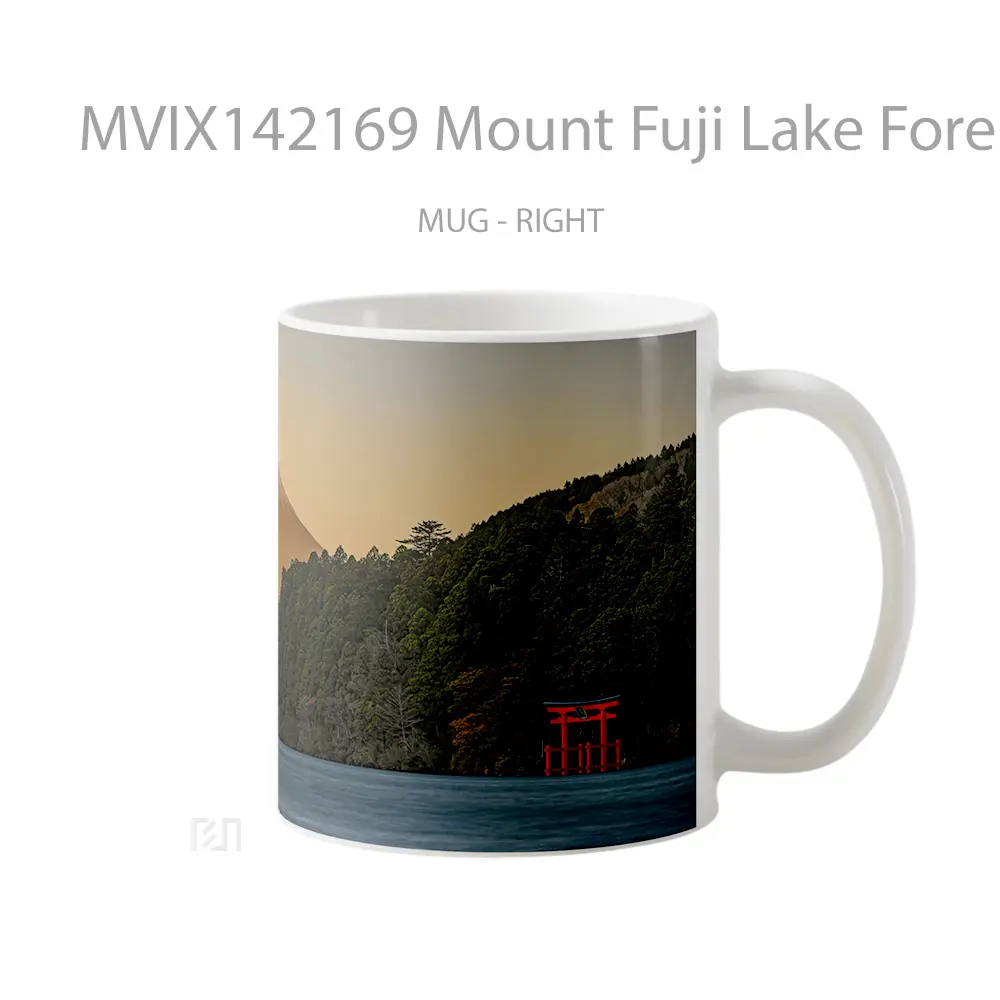 Mug Mount Fuji Lake Forest Torii Gate Scenery Gelas Pemandangan Alam - All-side / Desain