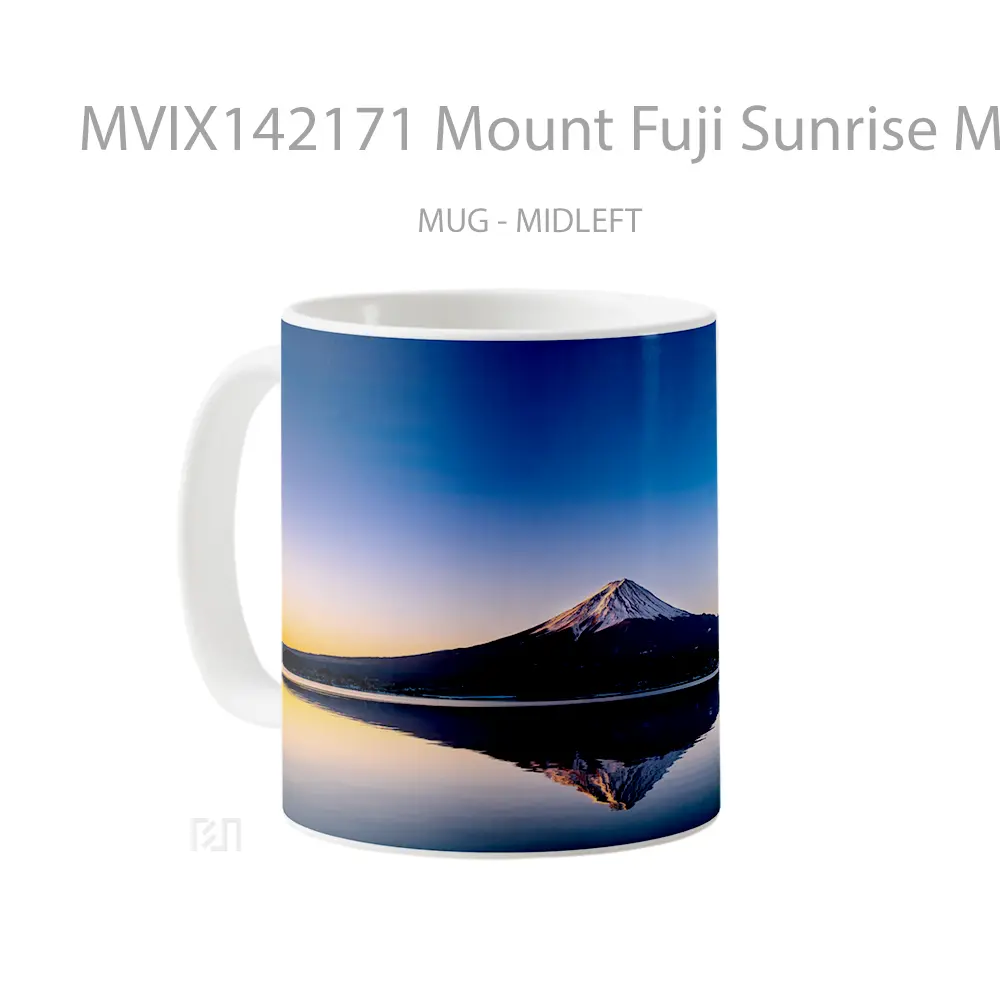 Mug Mount Fuji Sunrise Mountain Reflection Scenery Gelas Pemandangan Alam - All-side / Desain