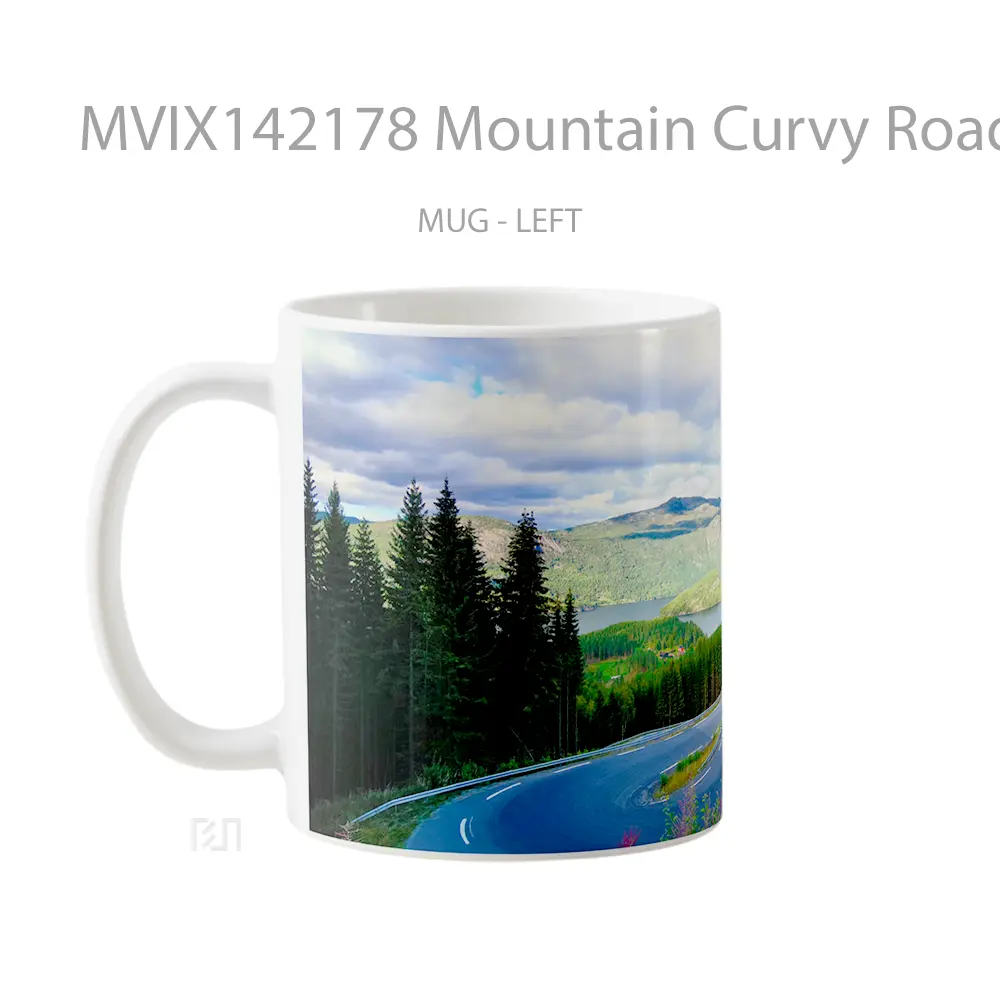Mug Mountain Curvy Road Gelas Pemandangan Alam - All-side / Desain