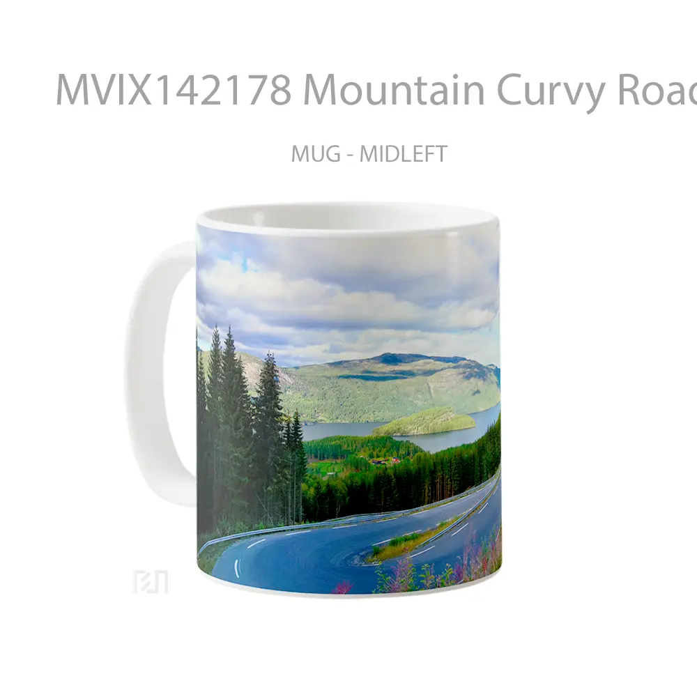 Mug Mountain Curvy Road Gelas Pemandangan Alam - All-side / Desain