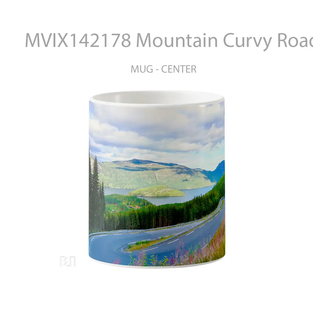Mug Keramik Premium SNI - Mug Mountain Curvy Road Gelas Pemandangan Alam
