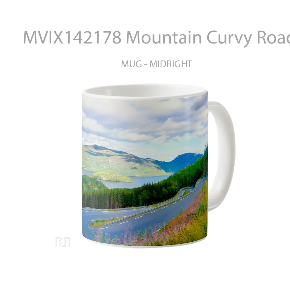 Mug Mountain Curvy Road Gelas Pemandangan Alam - All-side / Desain