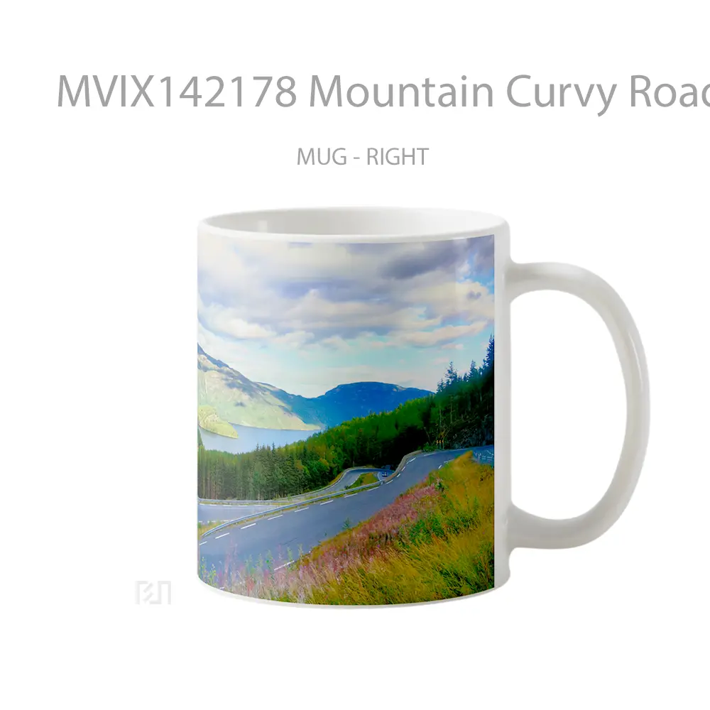 Mug Mountain Curvy Road Gelas Pemandangan Alam - All-side / Desain