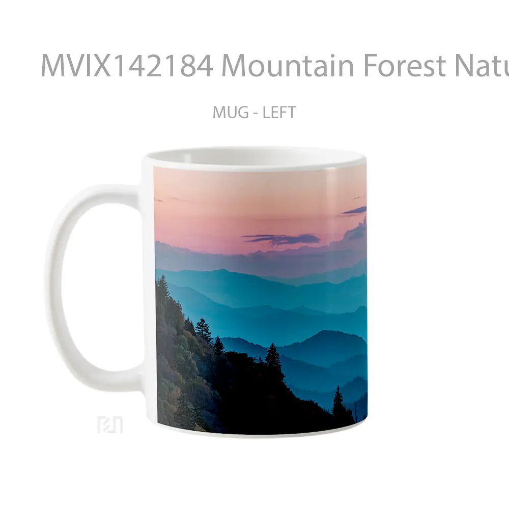Mug Mountain Forest Nature Sunrise Scenery Gelas Pemandangan Alam - All-side / Desain